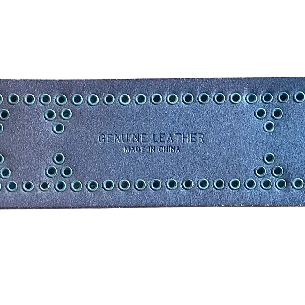 Banana Republic Brown Leather Studded Belt Brass Buckle Wide Boho Medium Y2K